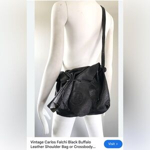 VTG CARLOS FALCHI BUTTERFLY SHOULDER CROSSBODY BUFFALO LEATHER WOMENS BAG